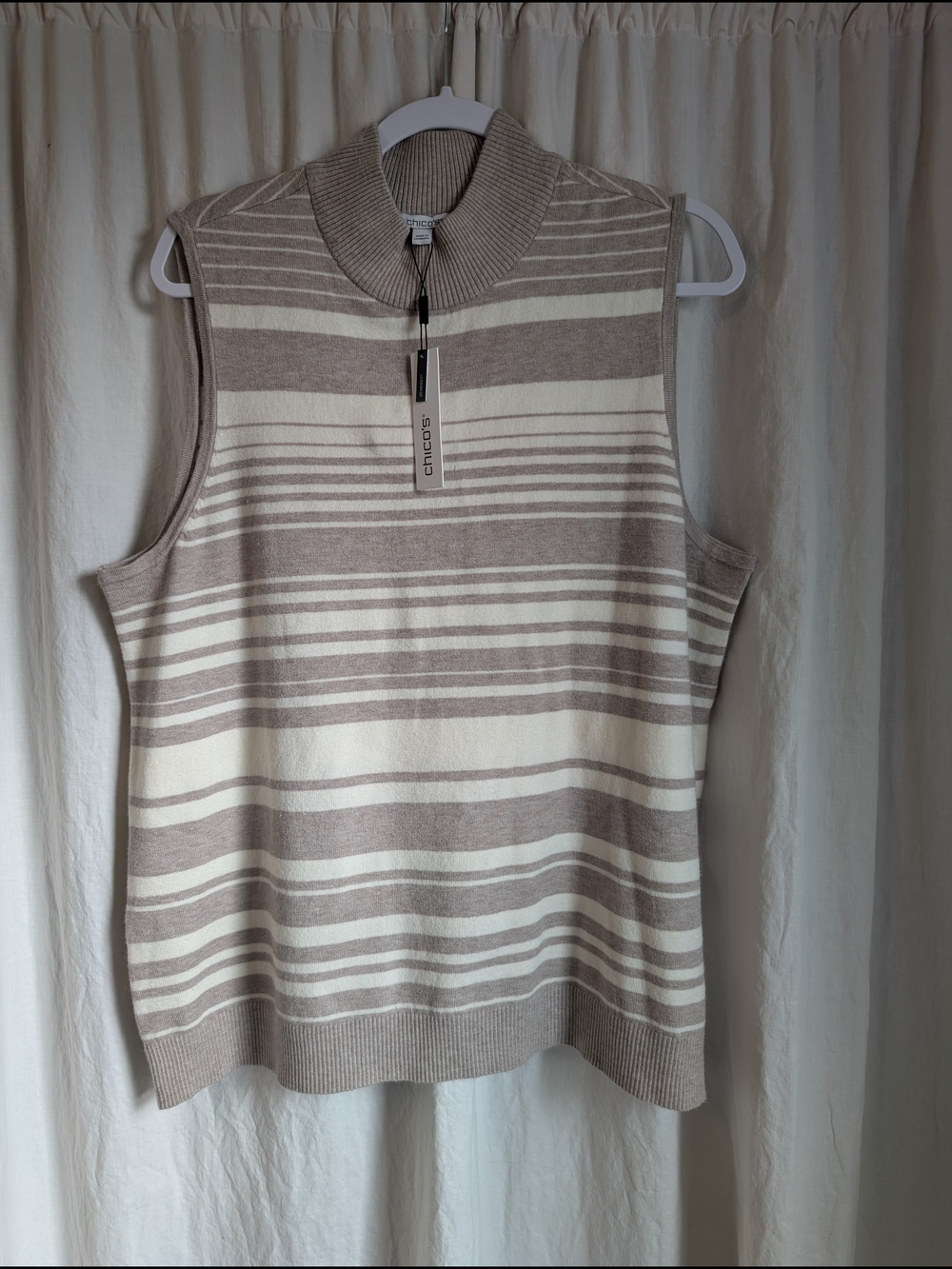Chico's Zenergy Luxe Striped Mockneck Sleeveless Sweater XL